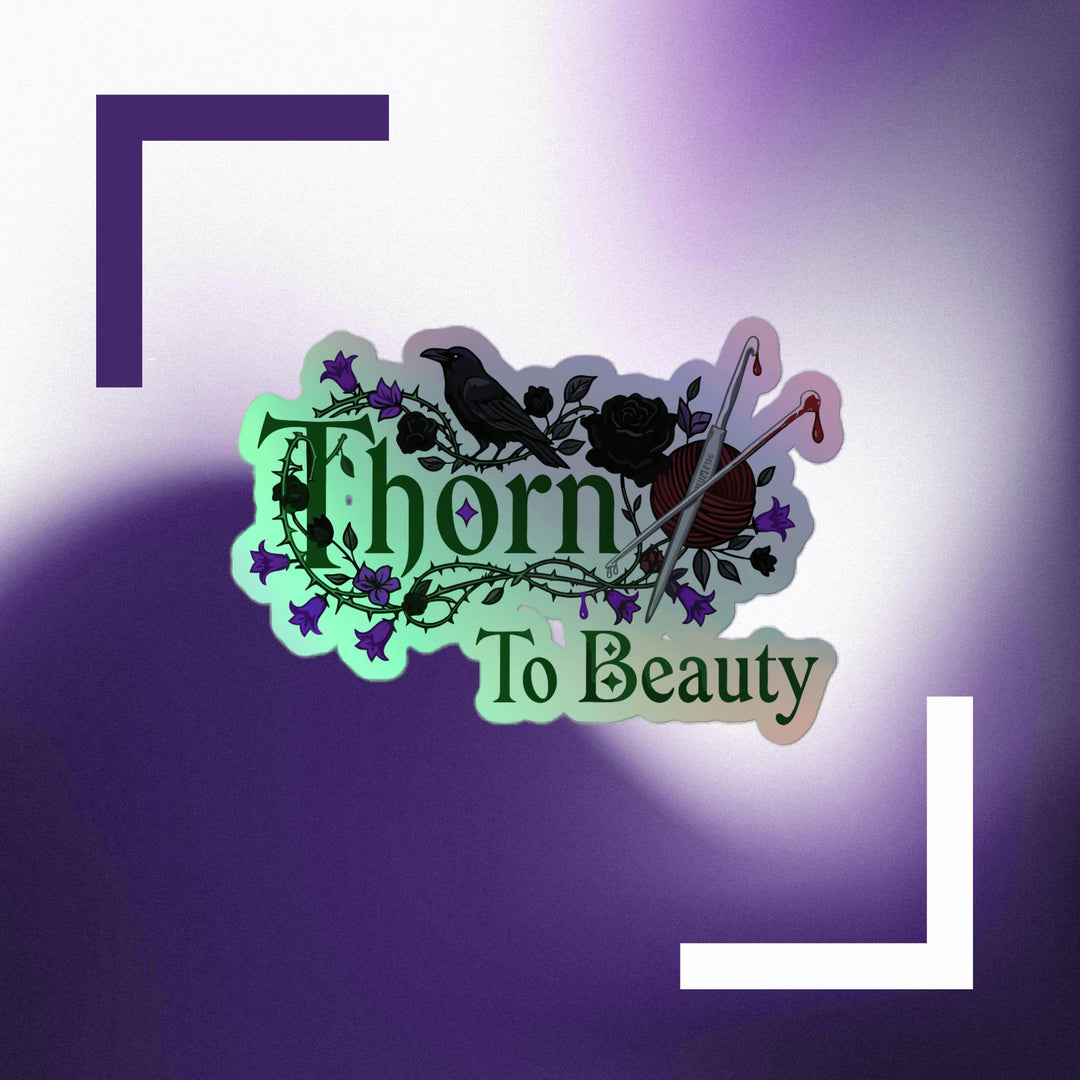 Our New Logo Holographic Ver. sticker featuring colorful vines and a crow design.